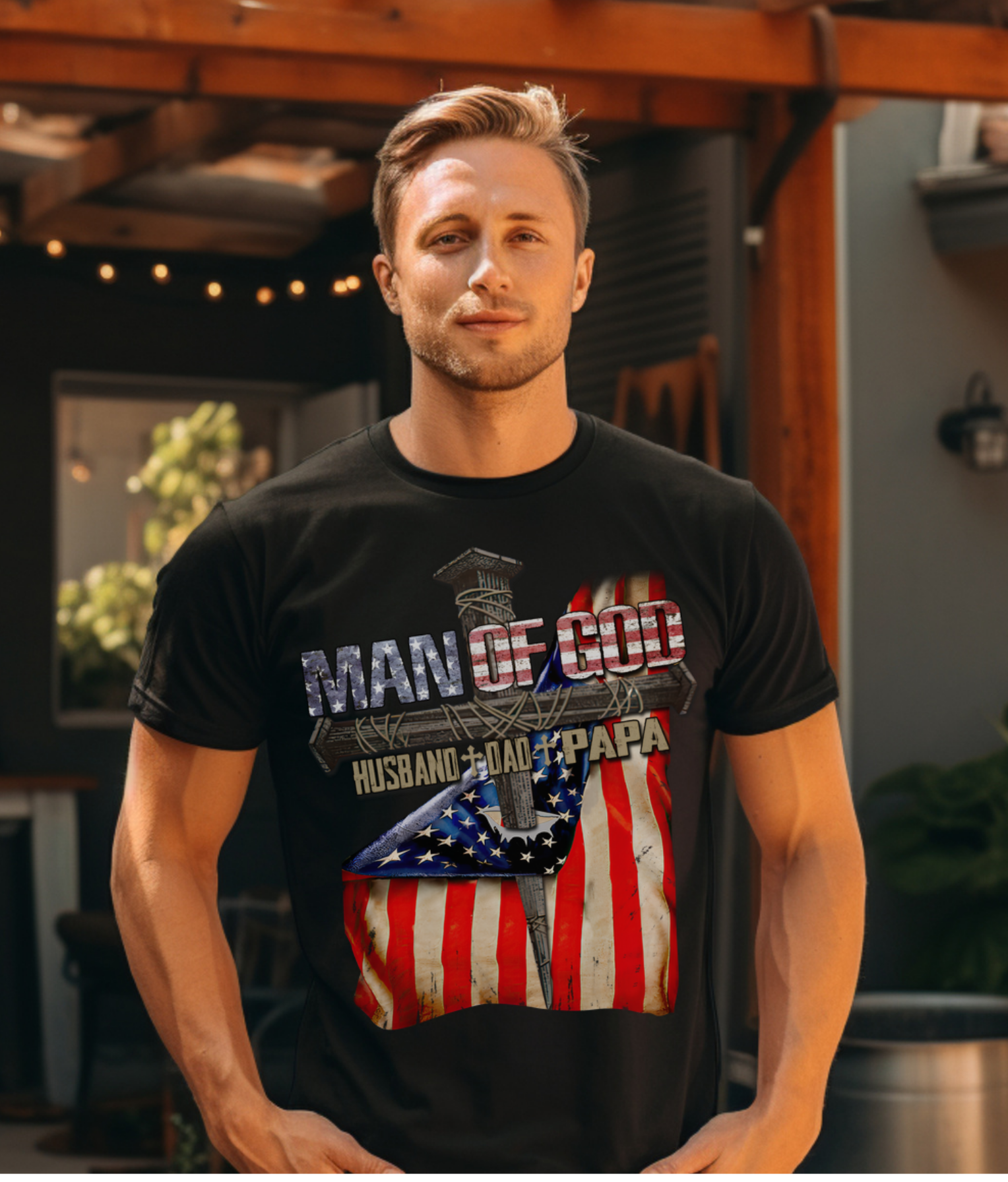 Man of God Grandpa Flag T-shirt